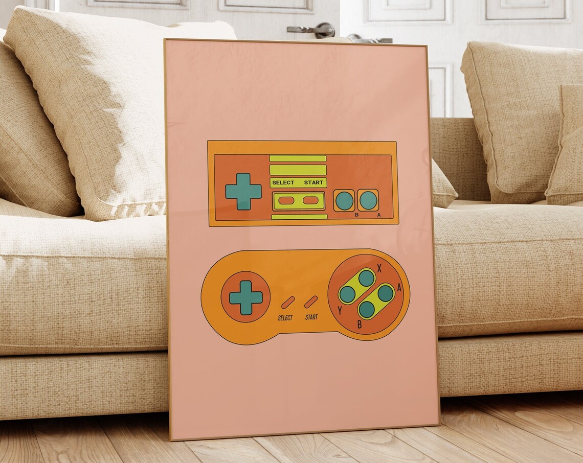 Retro Video Game Controllers Poster Print - Image 3