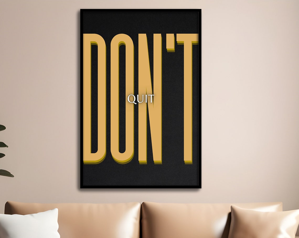 Don't Quit Gold Bold Lettering Black Industrial Gym Quote Poster - Image 3