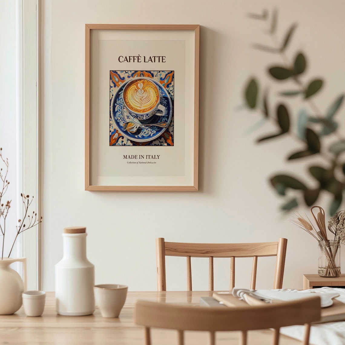 Caffè Latte Italian Coffee Cup Maiolica Tile Style Kitchen Poster - Image 3