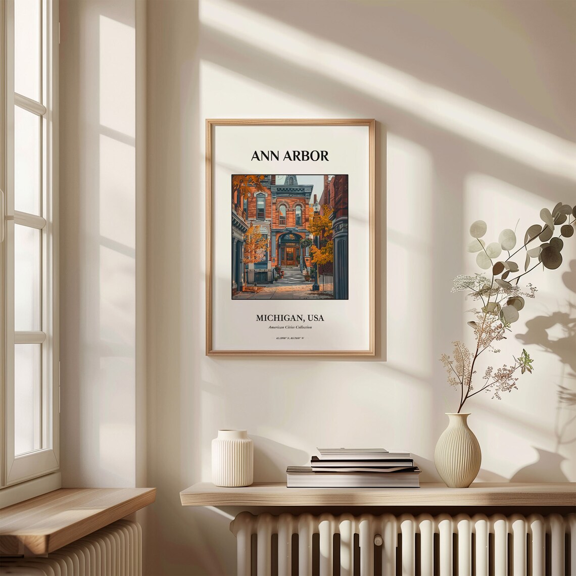 Ann Arbor Michigan Autumn Brick Street City Art Travel Poster - Image 3