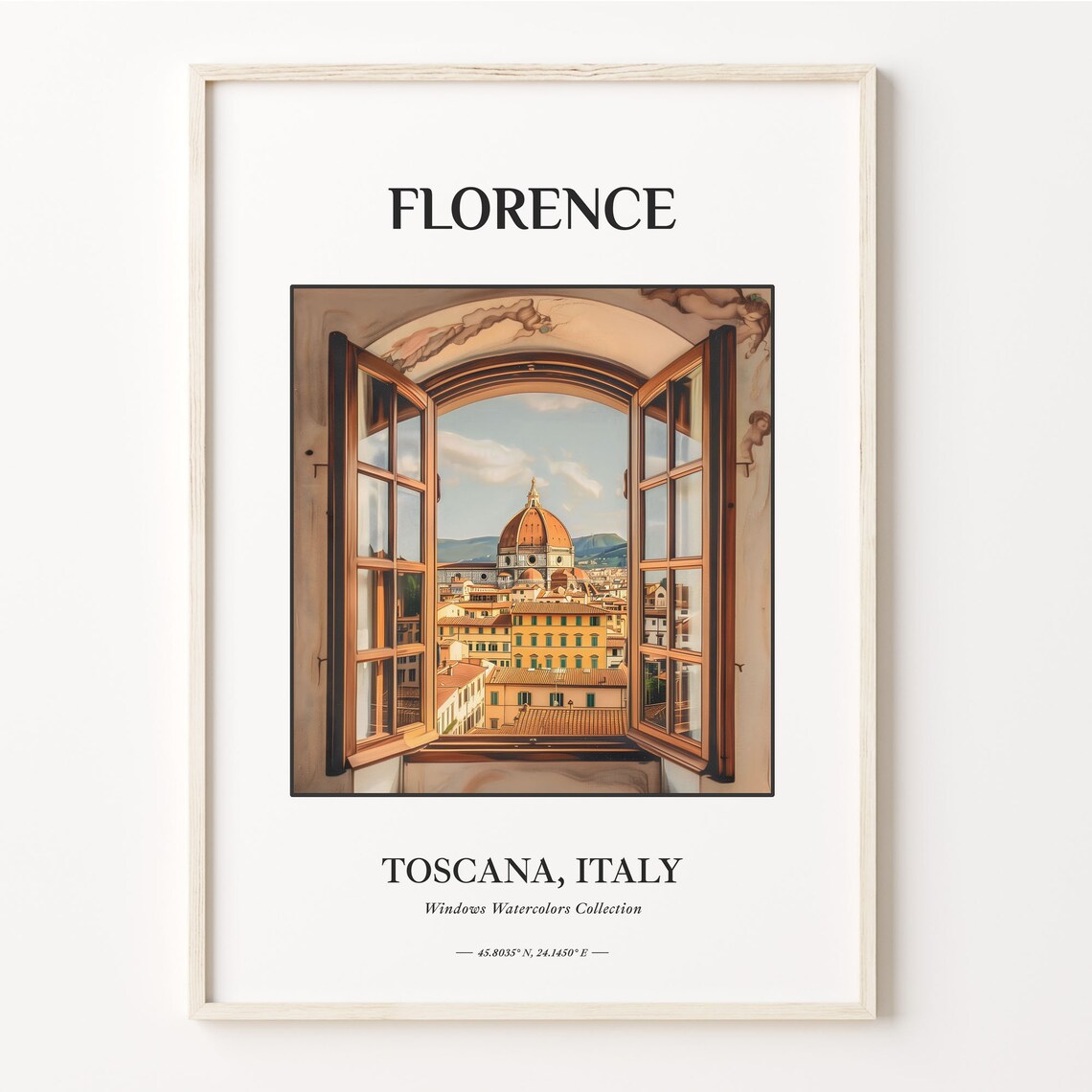 Florence Italy Duomo View Open Window Watercolor Home Decor Poster