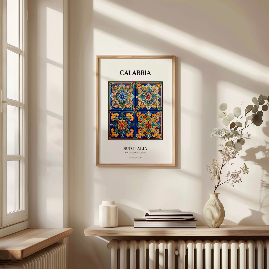 Calabria South Italy Four Tile Rosette Colorful Pattern Decor Poster - Image 3