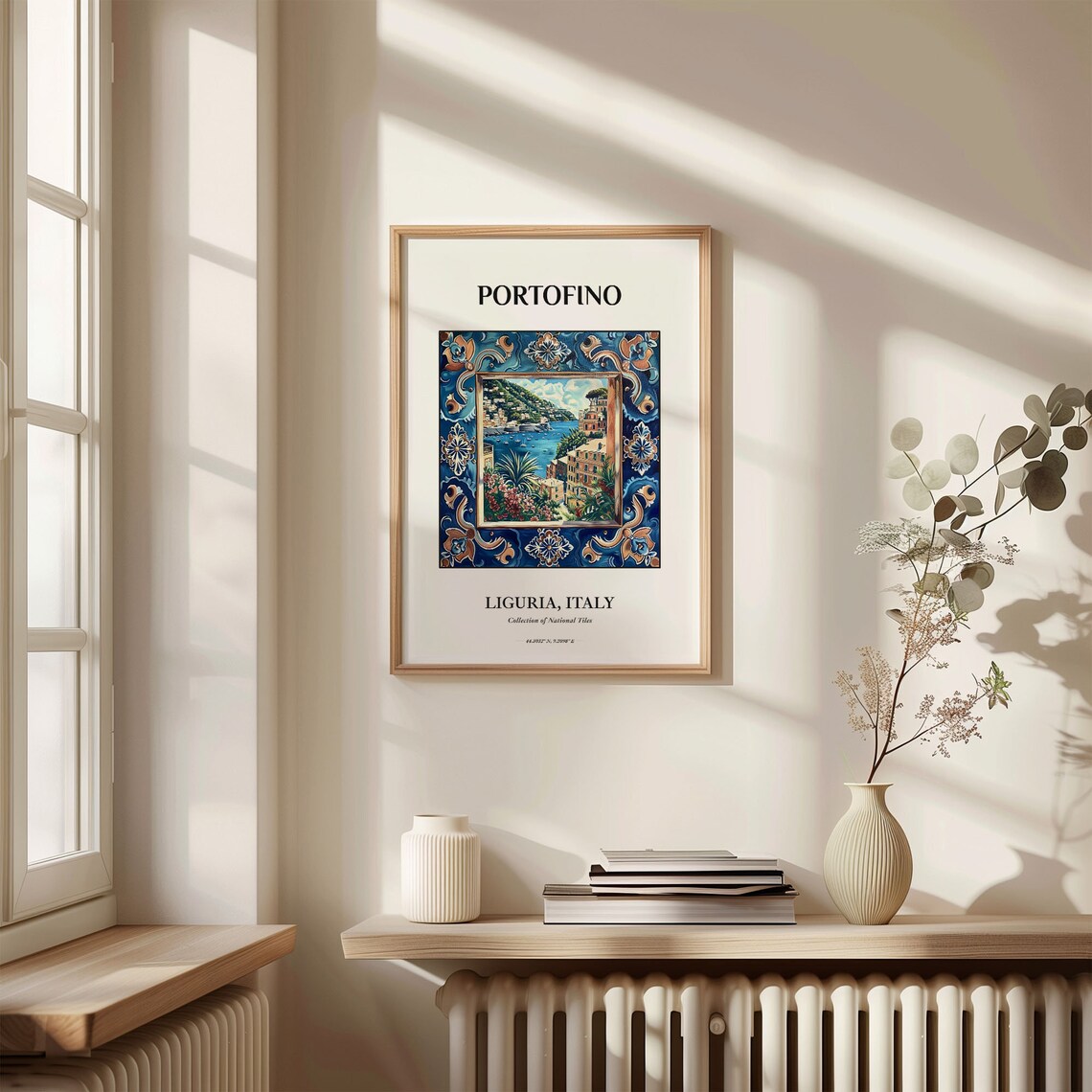 Portofino Liguria Italy Tile Art Harbor View Coastal Scene Poster - Image 3