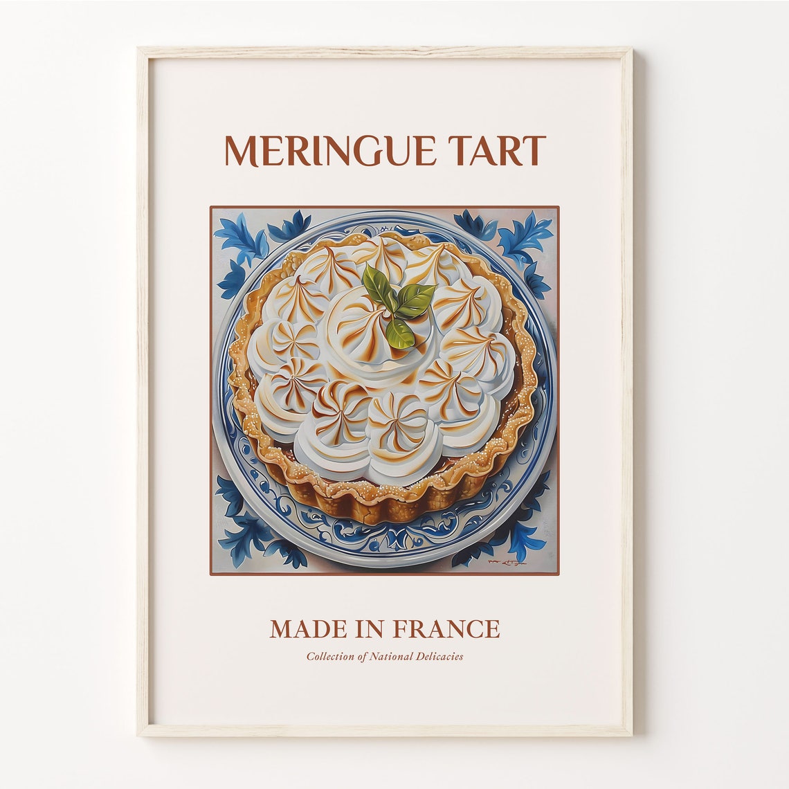 Meringue Tart French Piped Dessert Maiolica Tile Kitchen Poster