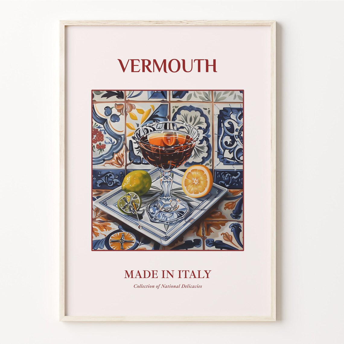 Vermouth Italian Aperitivo Glass Citrus Maiolica Tile Art Poster