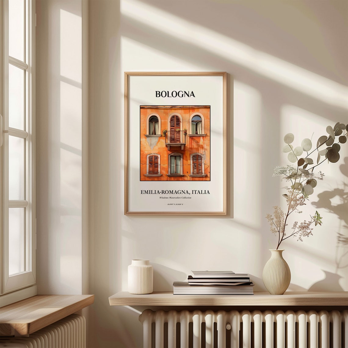Bologna Italy Orange Facade Windows Watercolor Home Decor Poster - Image 3