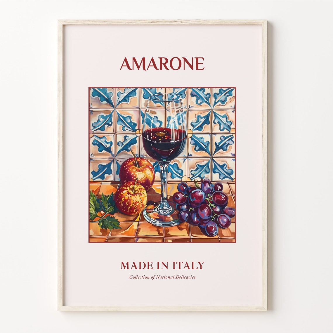 Amarone Italian Red Wine Grapes Tile Bar Kitchen Wall Poster