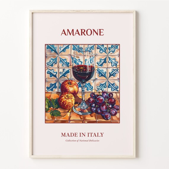 Amarone Italian Red Wine Grapes Tile Bar Kitchen Wall Poster