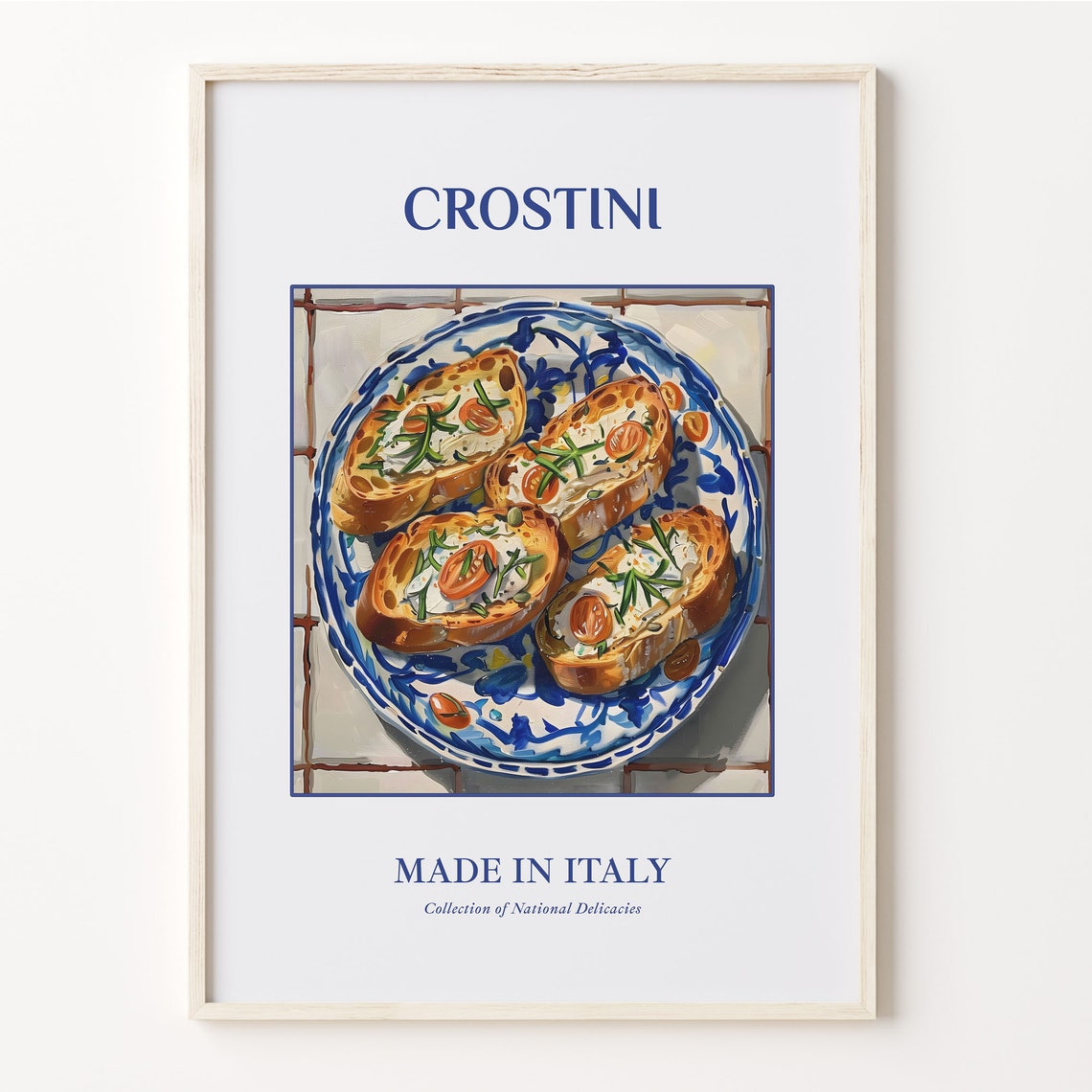 Crostini Italian Tomato Topped Toasts Maiolica Tile Kitchen Poster