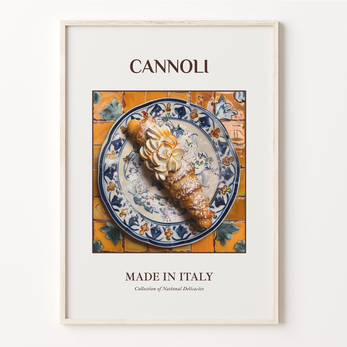 Cannoli Italian Cream Pastry Maiolica Tile Kitchen Art Poster