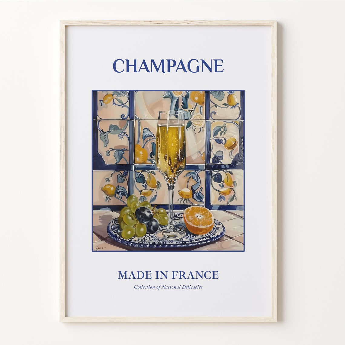 Champagne France Sparkling Wine Grapes Celebration Kitchen Print