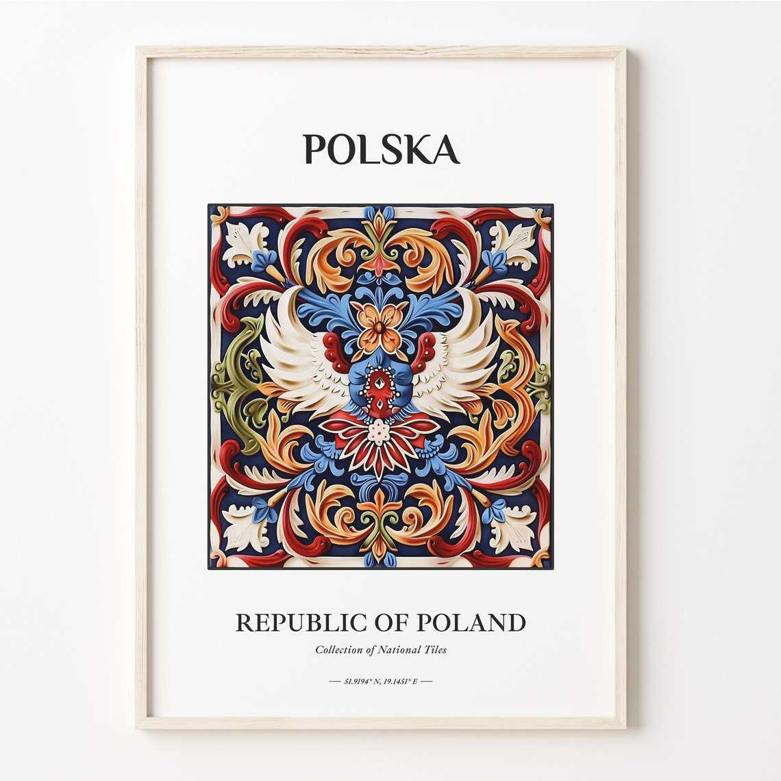 Polska Polish Folk Eagle Baroque Tile National Style Decor Poster