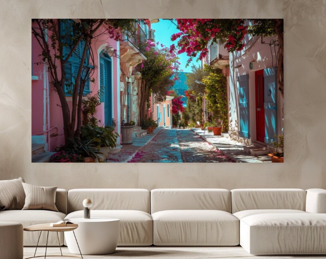Lefkada Town Greece Pink Luxury Travel Poster