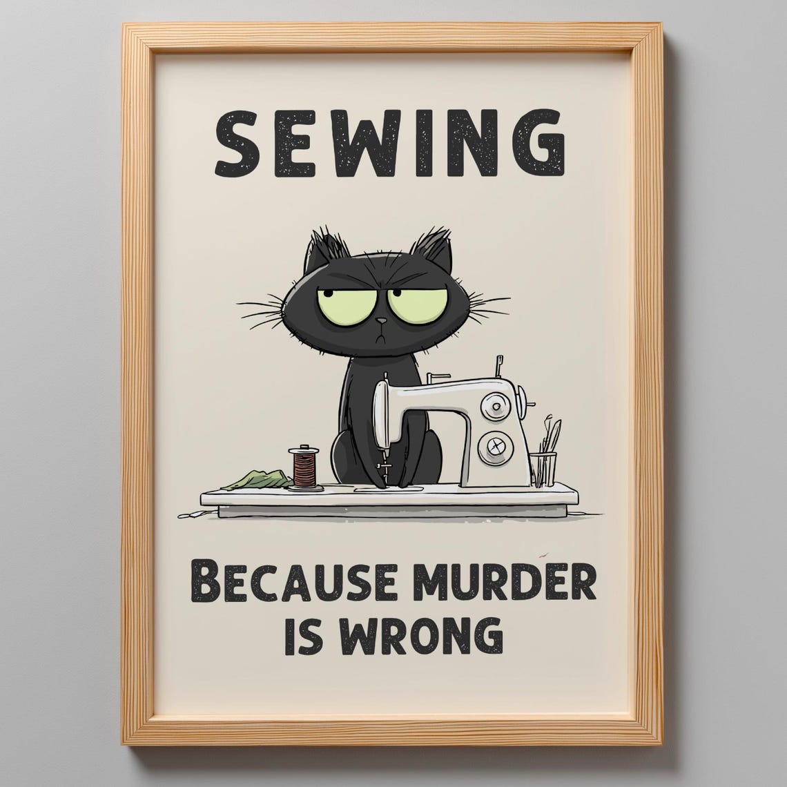 Sewing Poster Black Cat Hobby Funny Sewer Art Gift For Seamstress Print