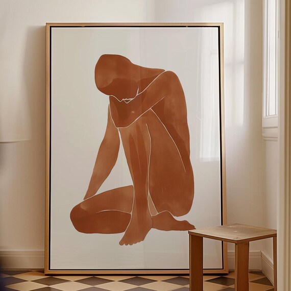 Minimalist Figure Print Neutral Abstract Wall Art