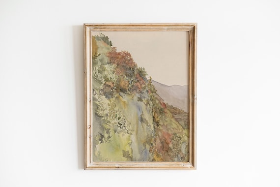 Fall Landscape Watercolor Art Print, Seasonal Decor