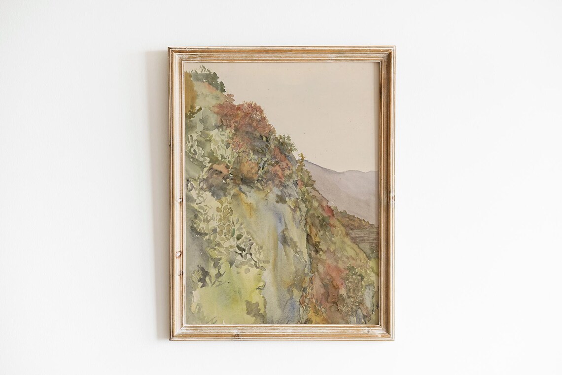 Fall Landscape Watercolor Art Print, Seasonal Decor