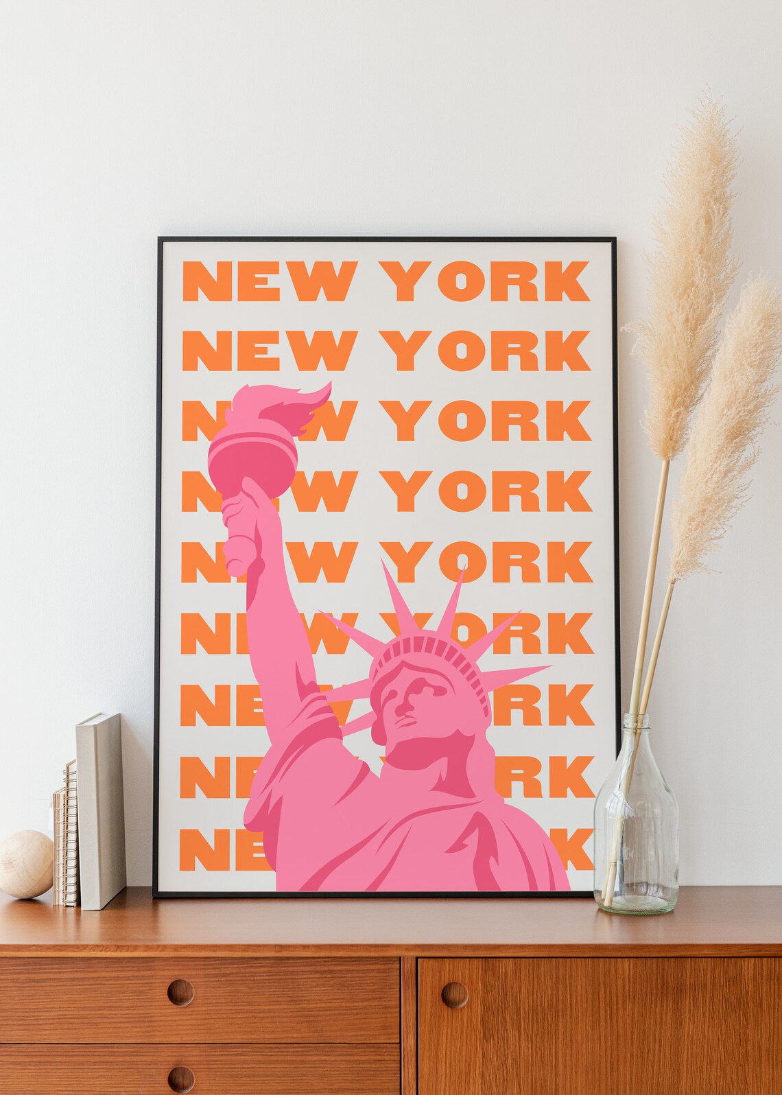 Pink Statue Of Liberty New York Pop Art Travel Decor Wall Art