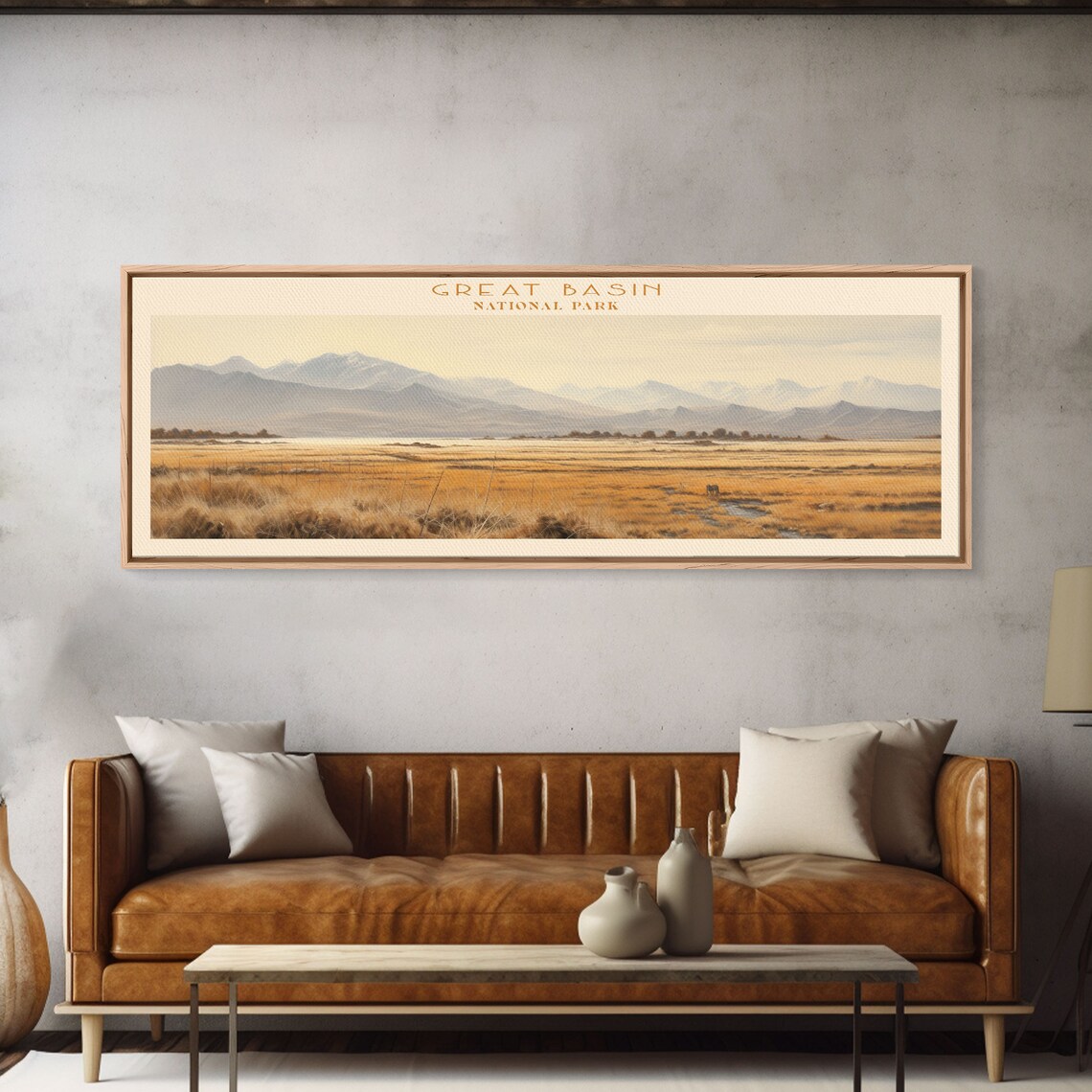 Great Basin National Park Golden Prairie Watercolor Panoramic Travel Poster - Image 4