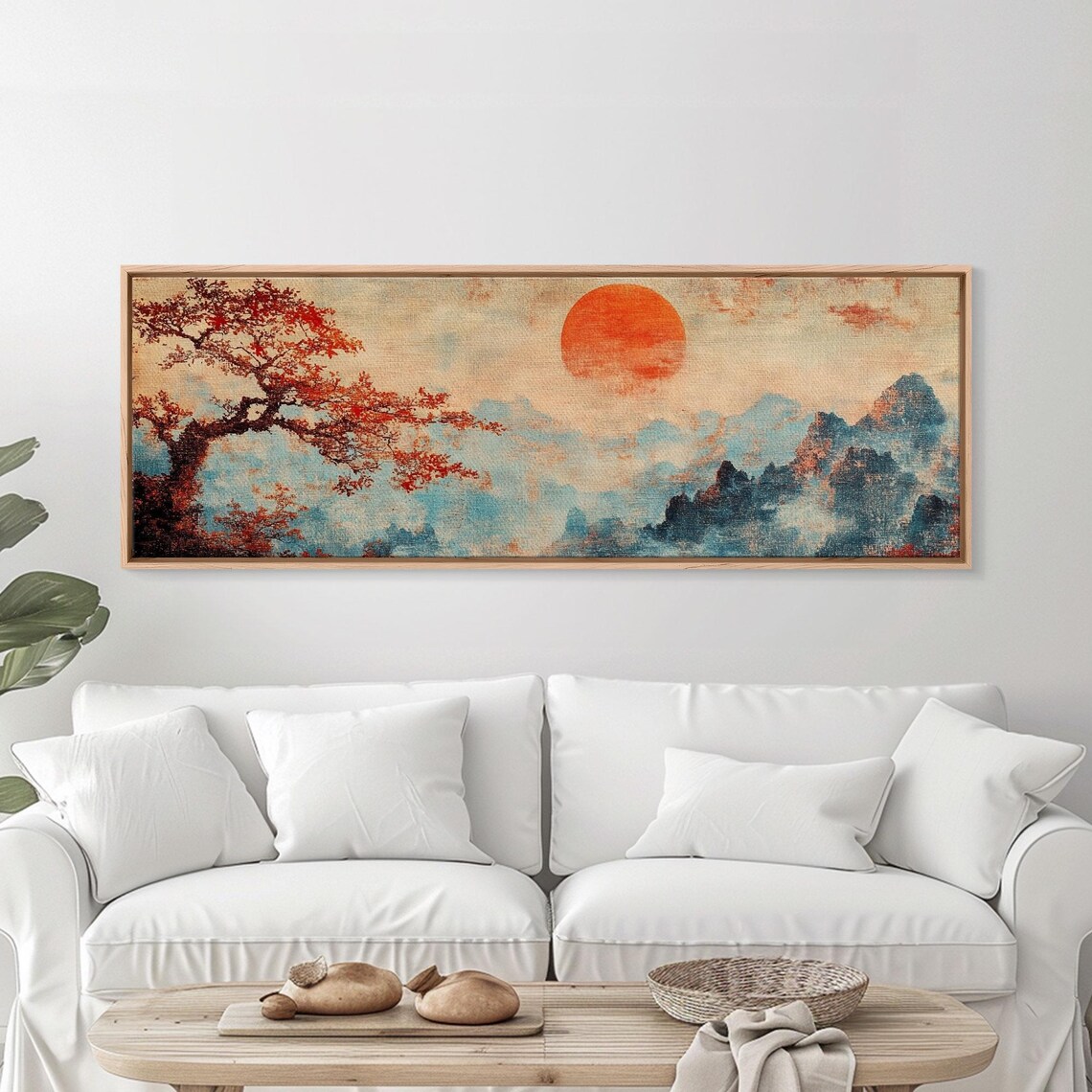 Japanese Maple Tree at Sunset, Vintage Woodblock Print - Image 2