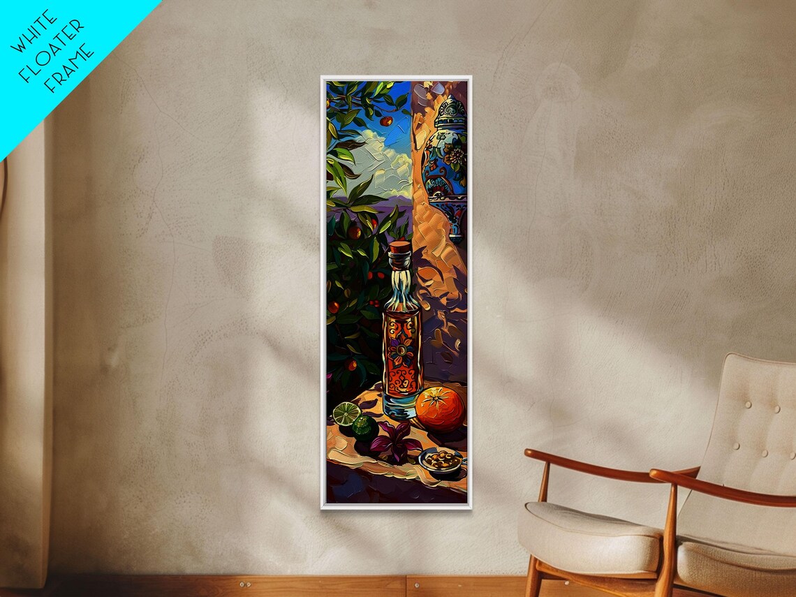 Rustic Mediterranean Still Life Art For Kitchen Gouache Style Painting Of Spanish Landscape Olive Tree Art Vertical Abstract Art