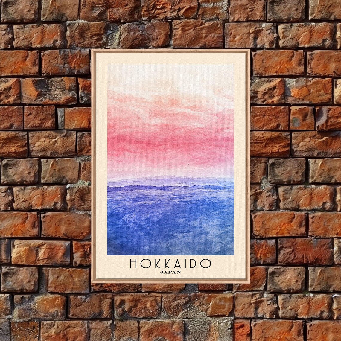 Hokkaido Japan Pink Sunrise Ocean Abstract Seascape Watercolor Art Poster - Image 5