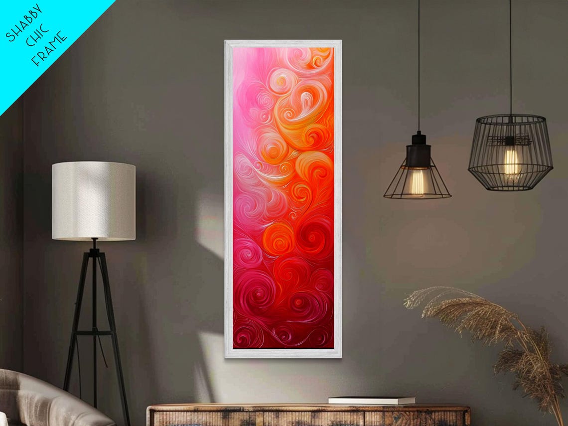 Vibrant Pink Orange Abstract Swirl Art Tall Vertical Poster Decor - Image 2