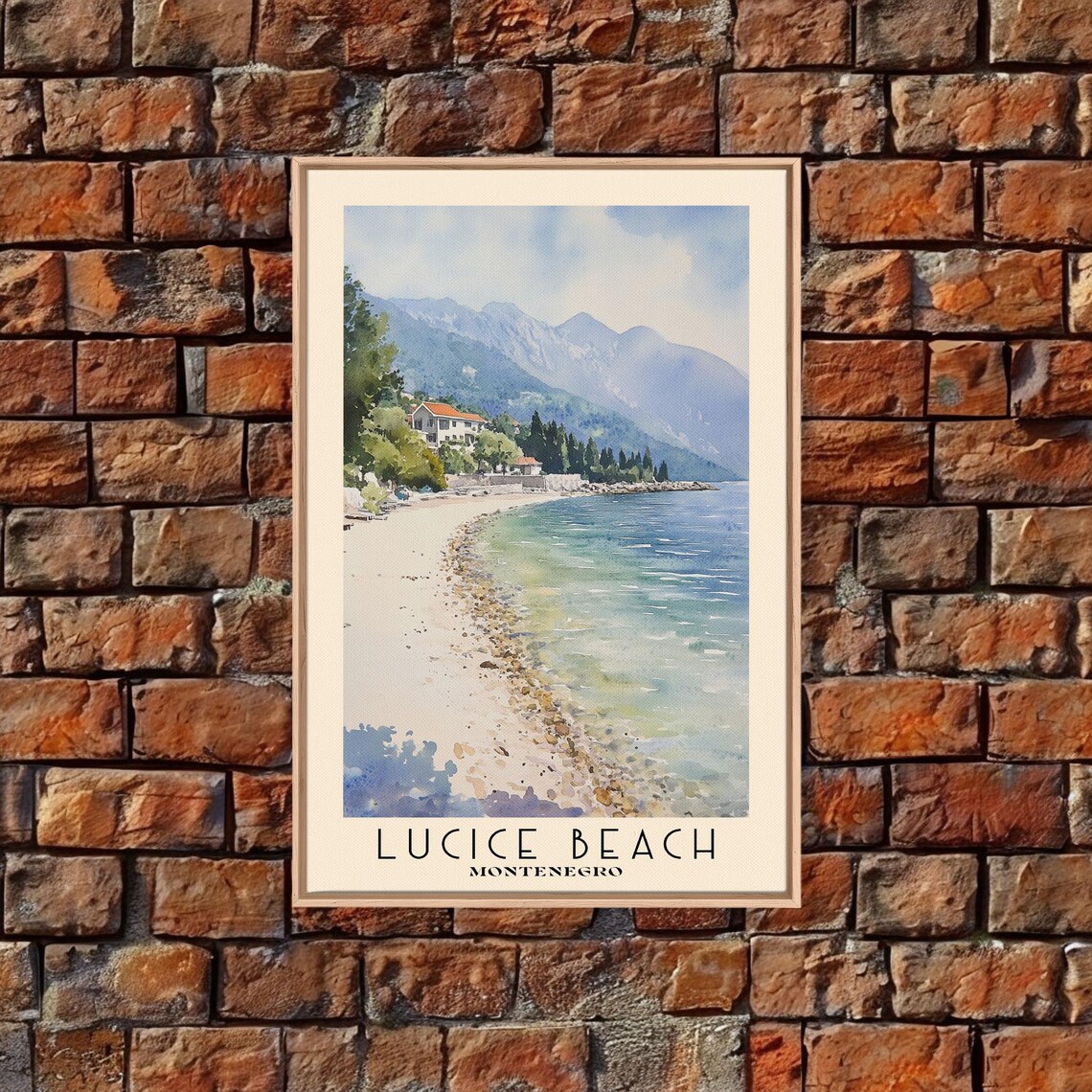 Lucice Beach Montenegro Pebble Cove Turquoise Sea Mountain View Poster - Image 6