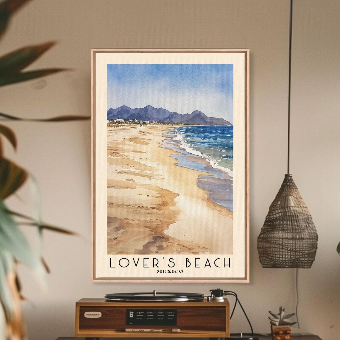 Lovers Beach Mexico Watercolor Vacation Art Print