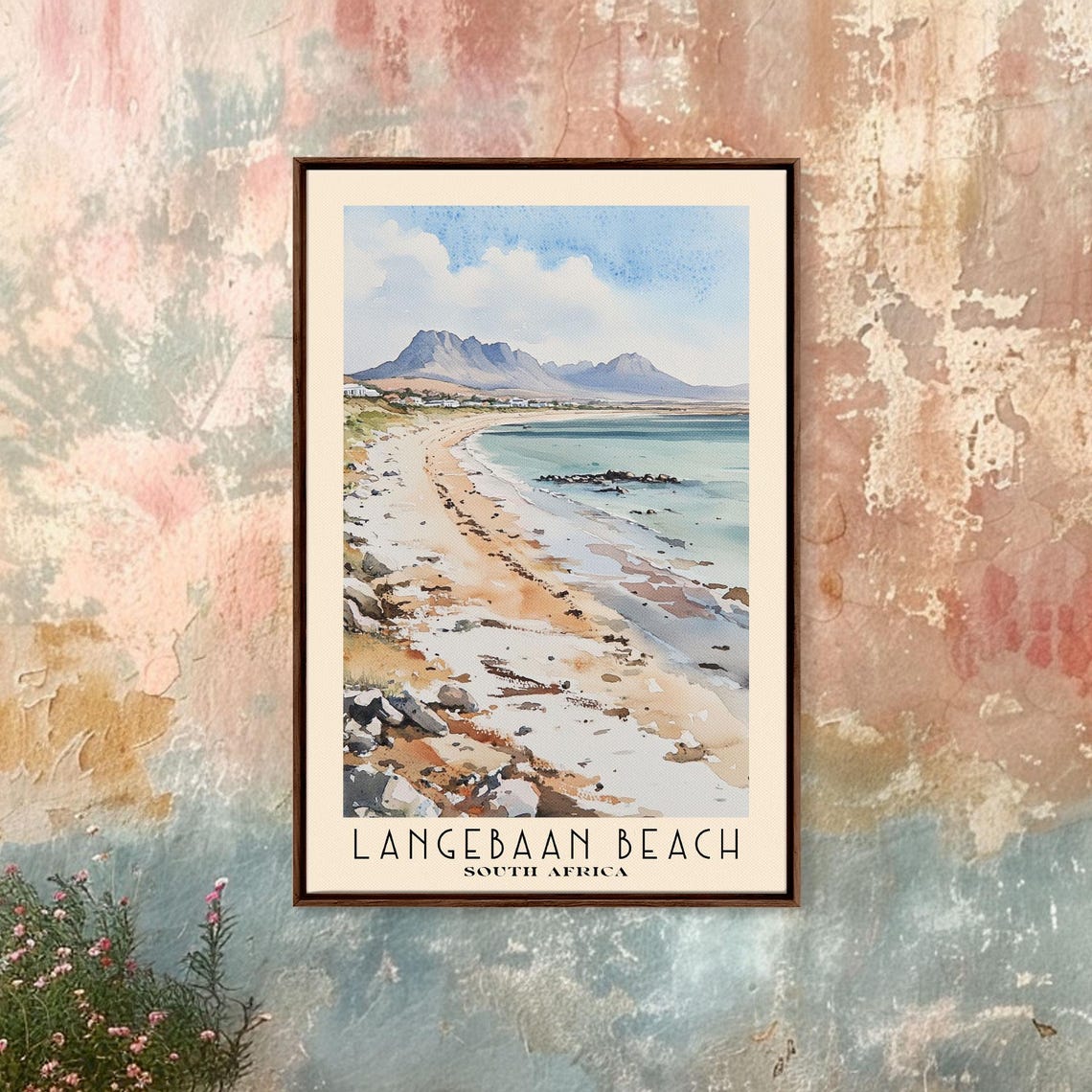 Langebaan Beach South Africa Rocky Shore Sandy Bay Mountain Poster - Image 4