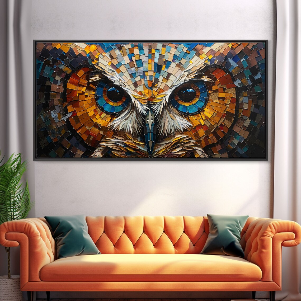 Owl On The Hunt, Stained Glass Style Moon Poster - Image 5