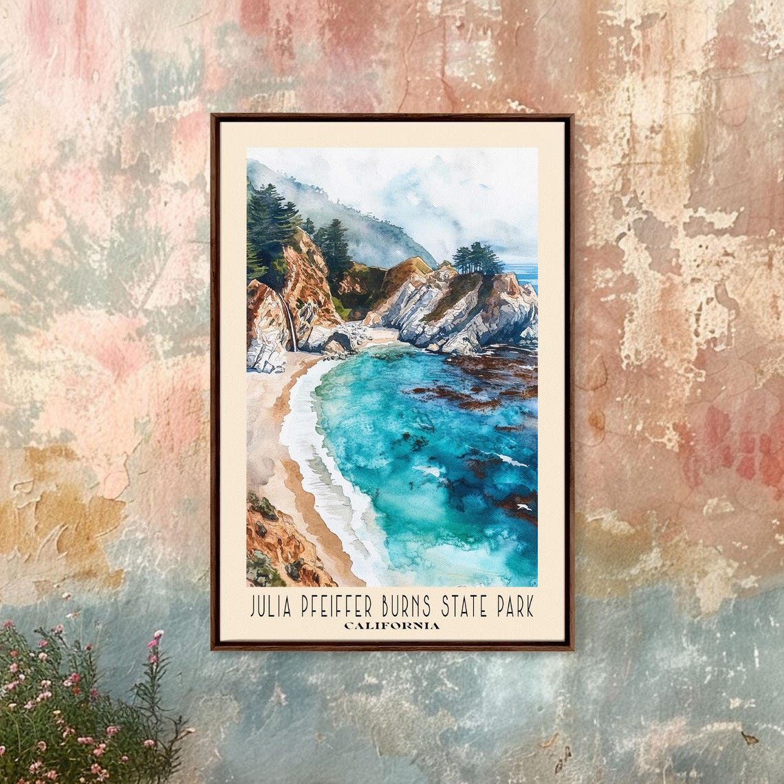 Julia Pfeiffer Burns State Park California Cove Watercolor Poster - Image 3