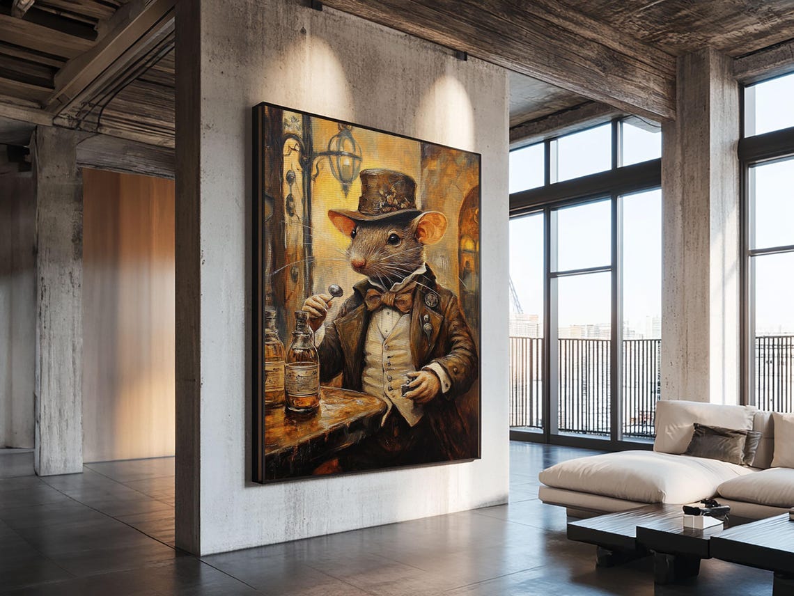 Dapper Gentleman Rat Victorian Suit Painting Funny Animal Poster - Image 2
