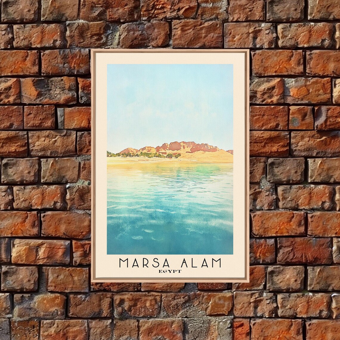 Marsa Alam Egypt Red Sea Desert Hills Calm Water Watercolor Travel Poster - Image 4