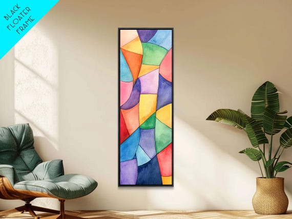 Vibrant Geometric Print In Abstract Mosaic Style Modern Wabi Sabi Wall Art Minimalist Vertical Home Decor Piece