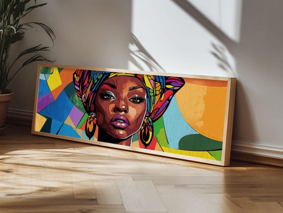Afrocentric Portrait Print African Art Goddess Wall Art Bold Colors Vibrant Bedroom Decor Original Art Gift Idea Unique