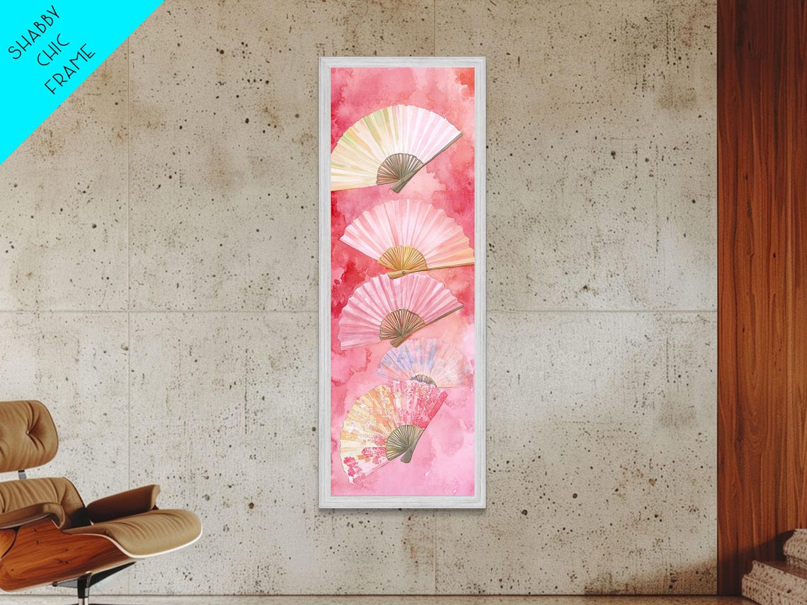 Pink Chinoiserie Hand Fans Cascade Asian Fine Elegant Art Poster - Image 4