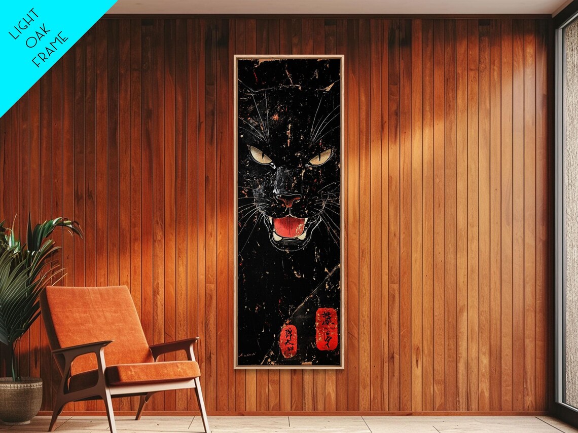 Fierce Black Panther Head Glowing Eyes Dark Grunge Wild Cat Wall Poster - Image 6