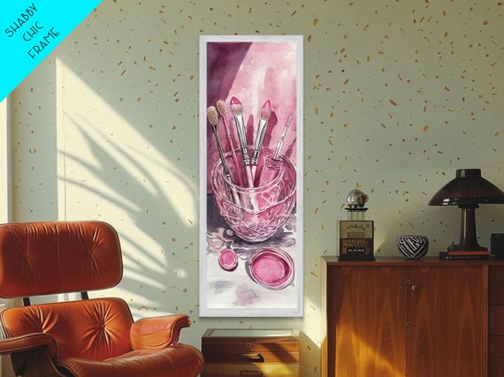 Makeup Brushes Print Pink Abstract Art Of Beauty Tools Feminine Wall Art Gift Idea For Her Minimalist Room Decor