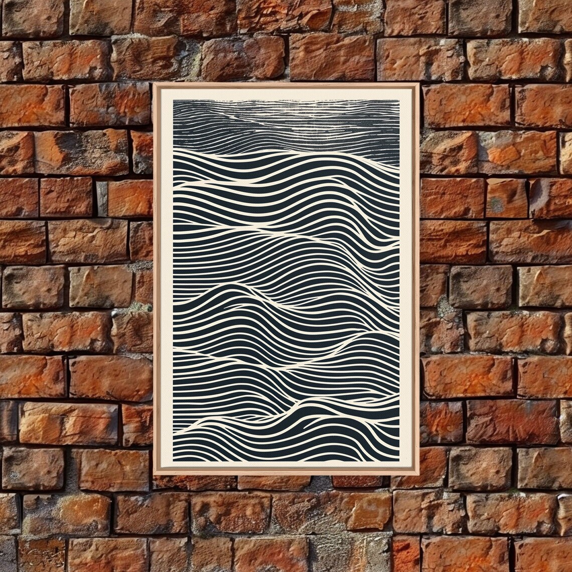 Black And White Japanese Wave Woodblock Art Print