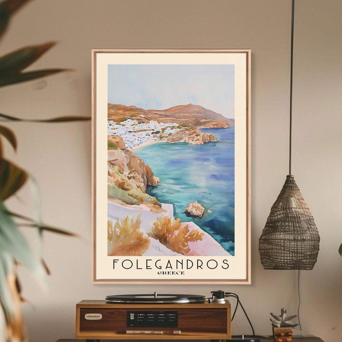 Folegandros Greece Whitewashed Cliff Town Aegean Bay View Poster