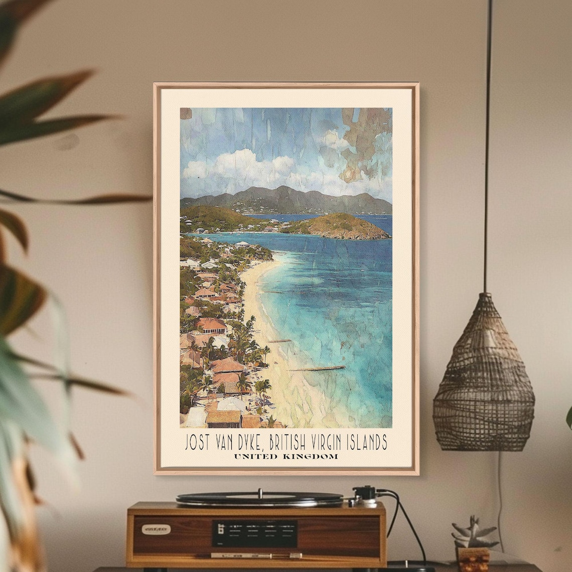Jost Van Dyke, British Virgin Islands Watercolor Travel Poster