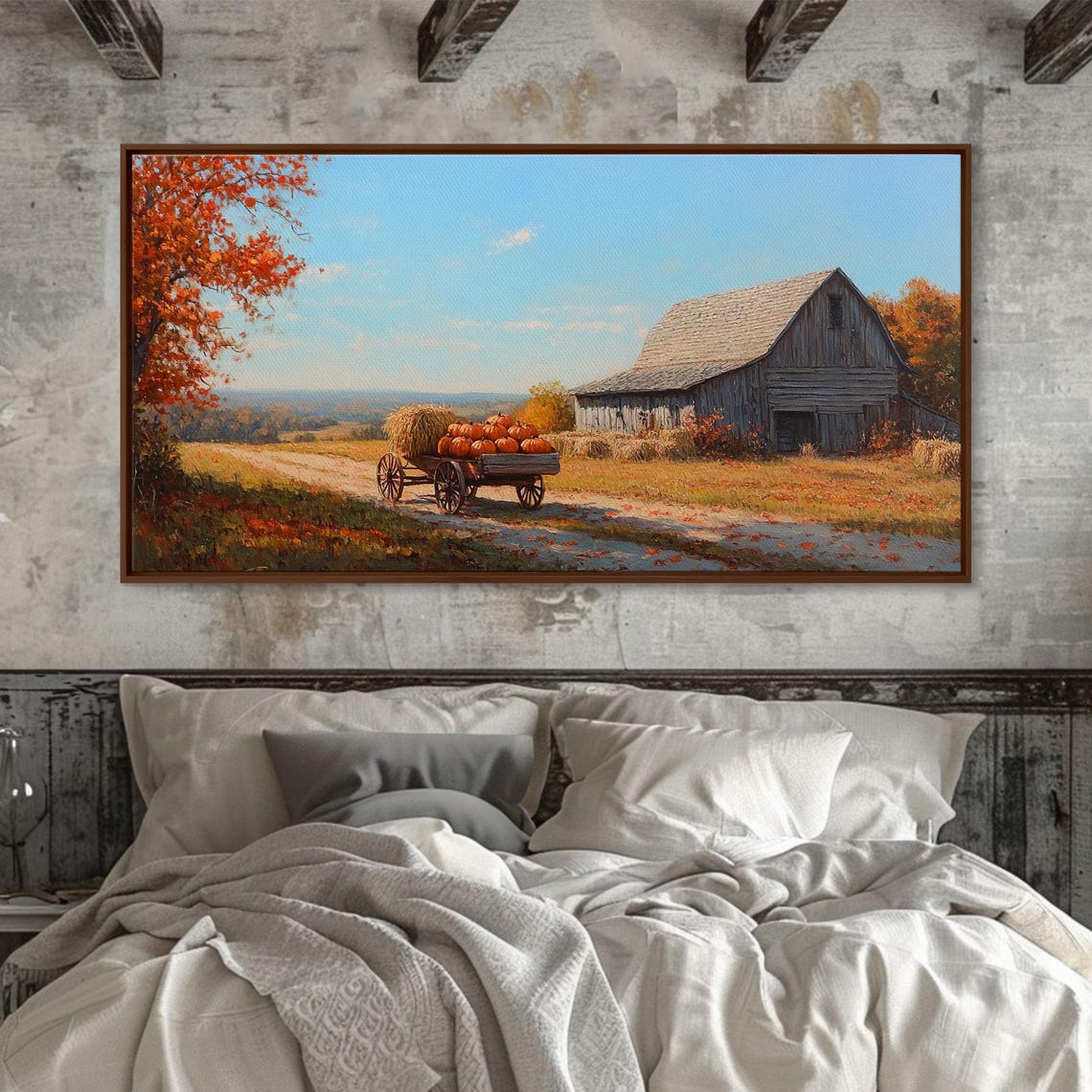 Rustic Barn Pumpkins Autumn Harvest Country Fall Farmhouse Poster - Image 3
