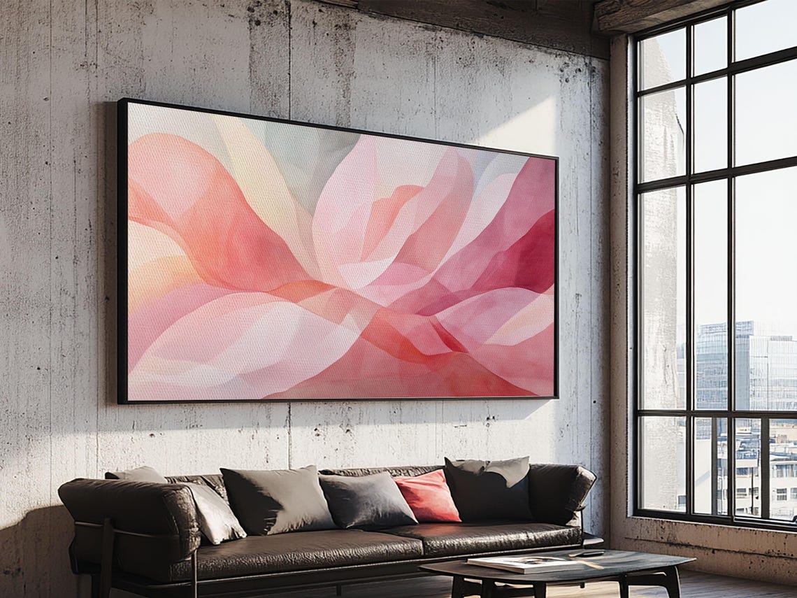 Pink Abstract Floral Petals Soft Watercolor Modern Bloom Wall Art - Image 6