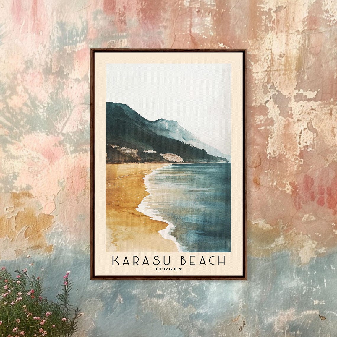 Karasu Beach Turkey Golden Sand Misty Mountain Coast Travel Poster - Image 4