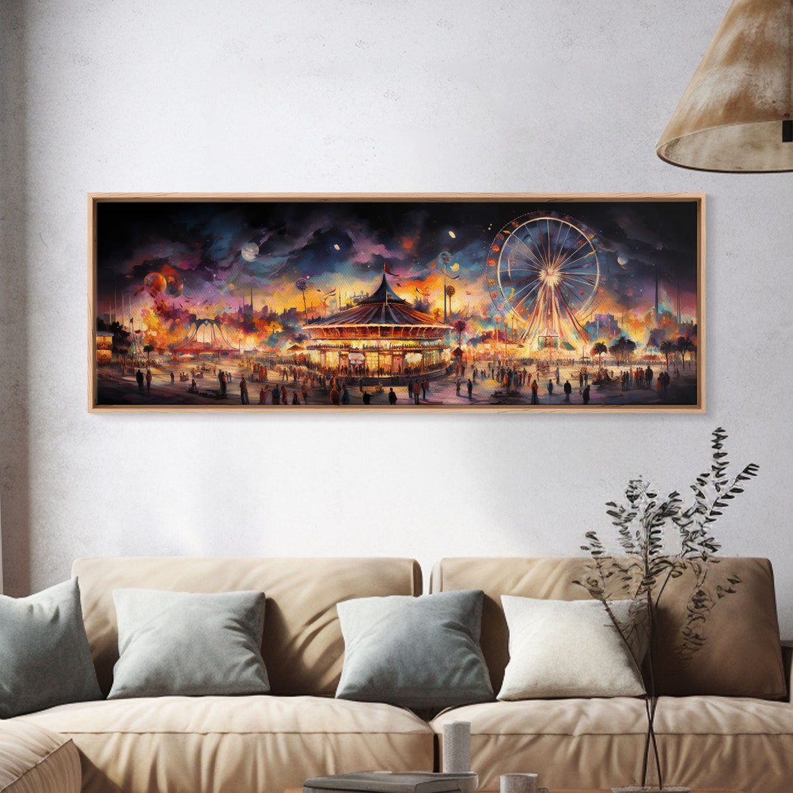 Carnival Night Ferris Wheel Carousel Colorful Circus Painting Poster - Image 4