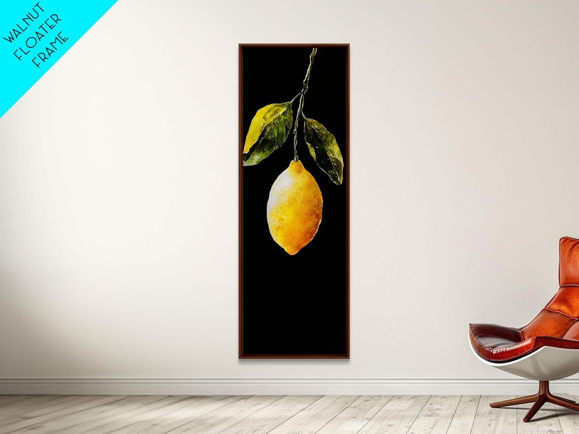 Minimalist Lemon Watercolor Single Fruit Black Background Art Poster - Image 3