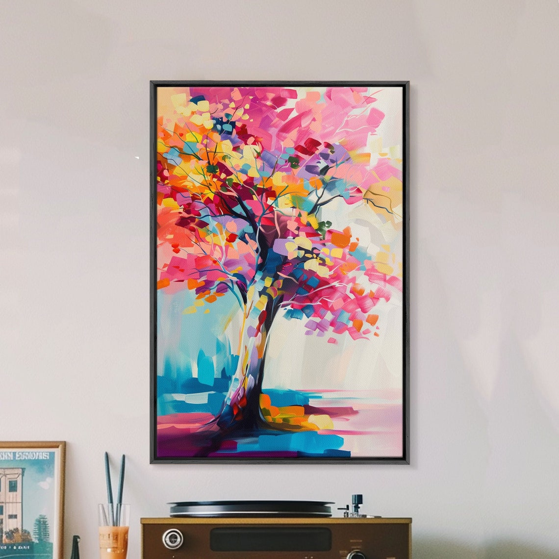 Rainbow Foliage Tree Colorful Abstract Modern Nature Art Wall Poster - Image 2
