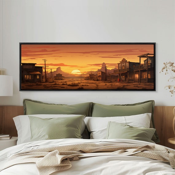 Abandoned Wildwest Ghost Town Framed Print Panoramic Wall Art Wild West Decor Southwestern Farmhouse Decor Boom Town Art