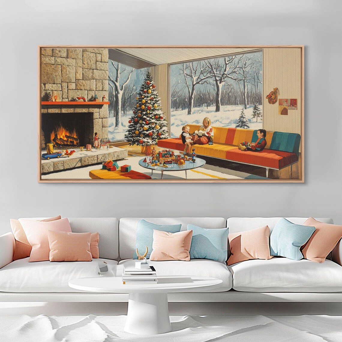 Mid-Century Modern Christmas Scene, Retro Art Print - Image 4